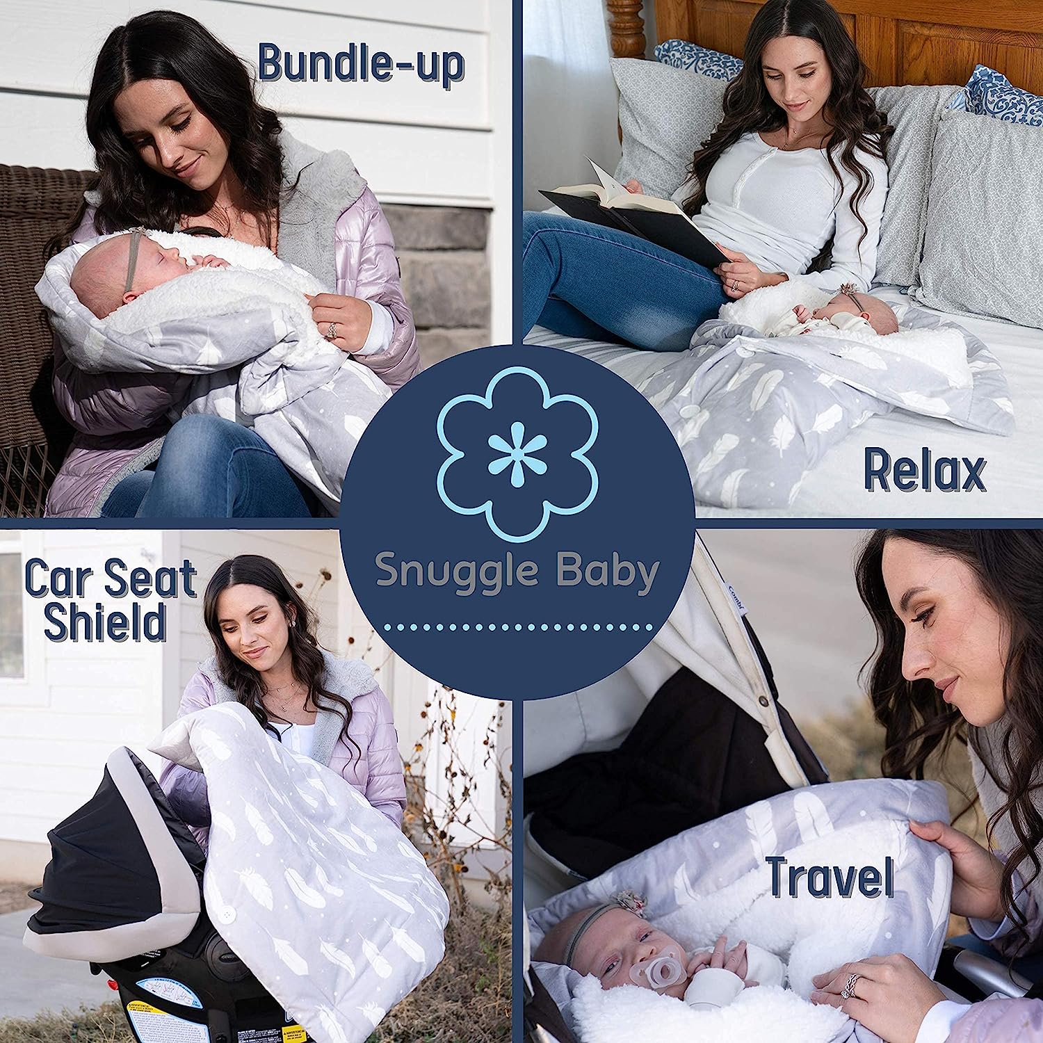 Snuggle Baby Swaddle Blanket for Boy or Girl - Premium Plush Newborn Swaddle Sleep Sack - Soft Fleece Baby Sleeping Bag - Stroller Infant Swaddle Wrap - Boho Feathers - Image 5